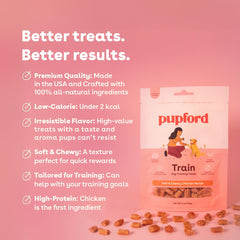Pupford chicken ingredients label close-up highlighting natural ingredients
