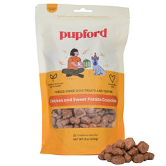 Pupford Crunchies package highlights all-natural ingredients for a tasty training reward.