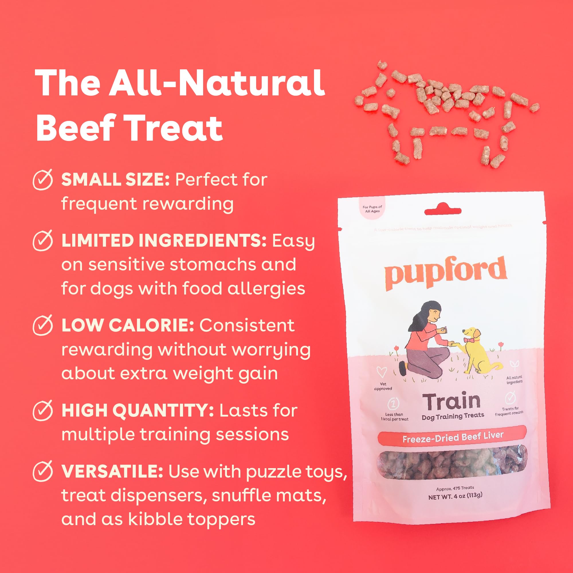 Pupford Freeze Dried Training Treats held in hand for easy training rewards
