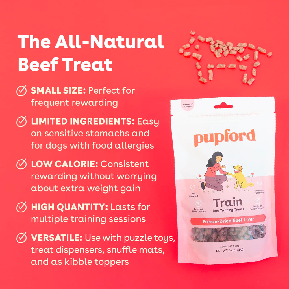 Pupford Freeze Dried Training Treats held in hand for easy training rewards