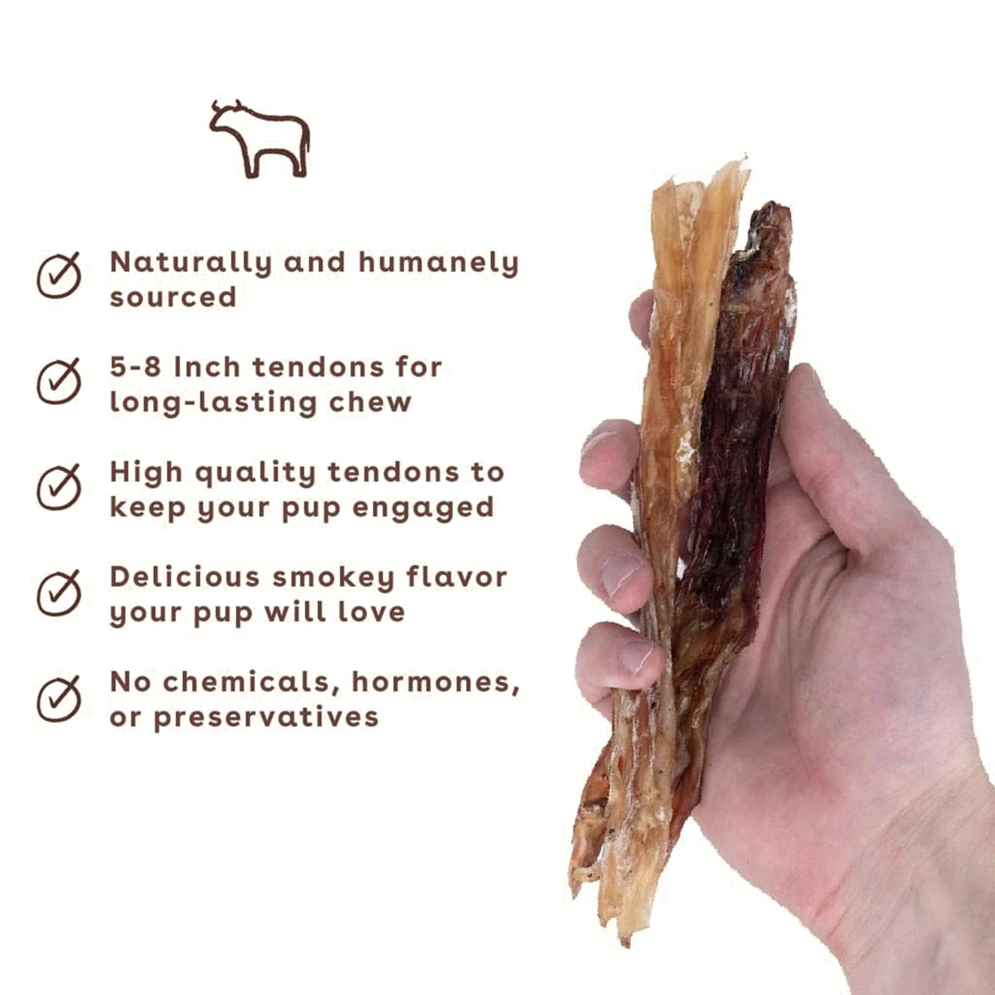 Pupford masticables tendones de res para perro, ideal para entrenamiento.
