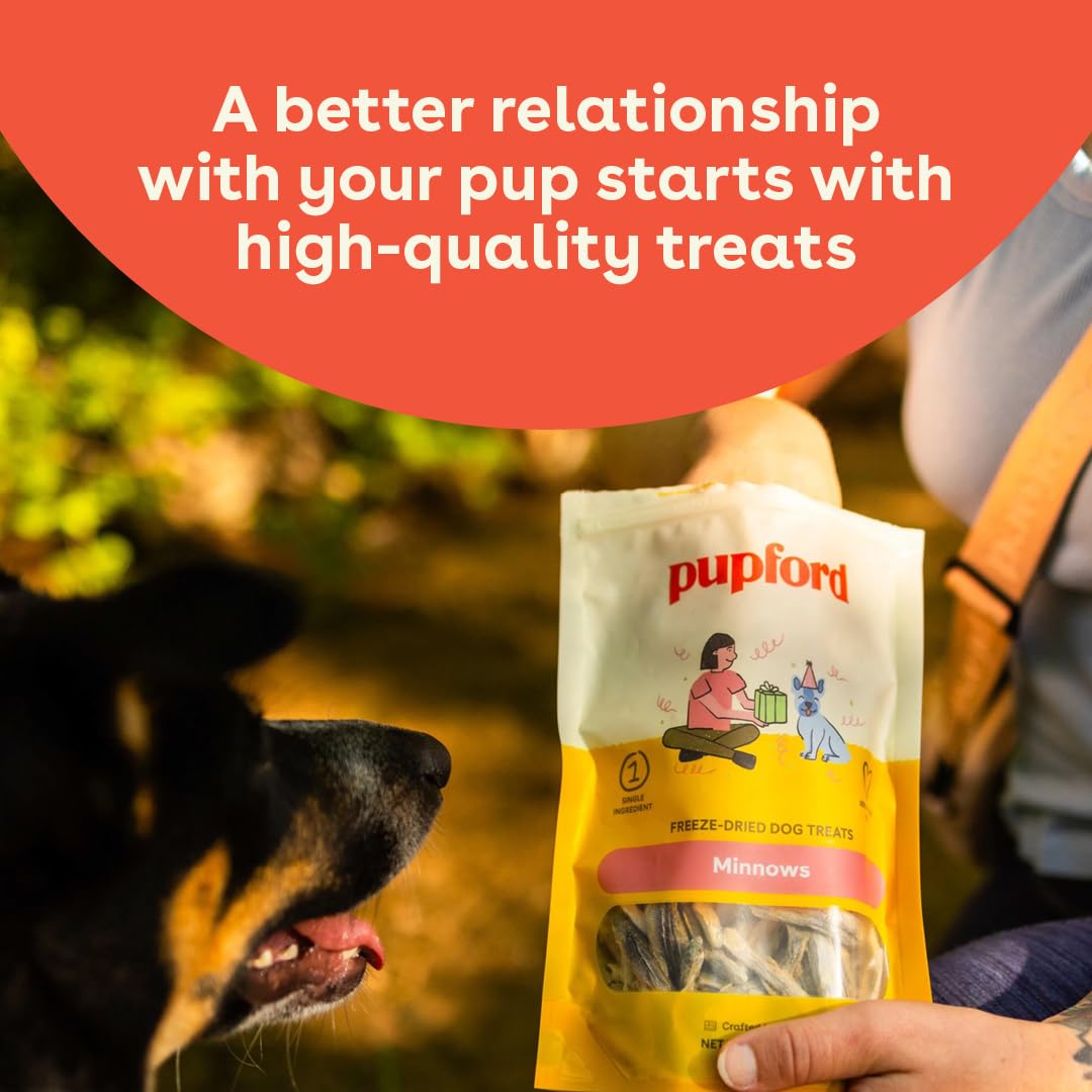 Pupford minnows usa-made image reinforces trusted, single-ingredient options for dogs.