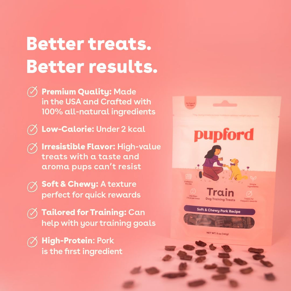 Pupford Soft & Chewy Treats pork close-up reveals soft texture ideal for quick rewards