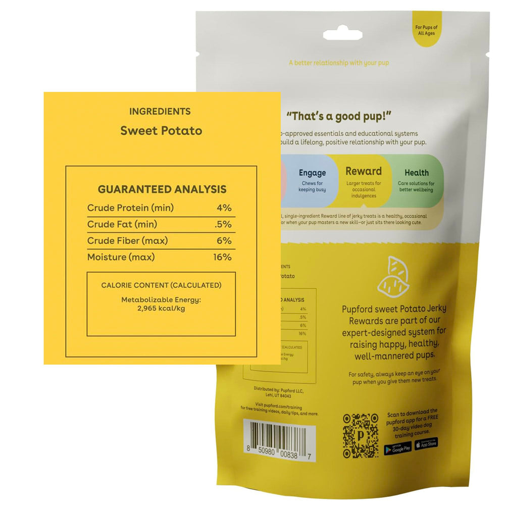 Pupford Sweet Potato Jerky ingredient close-up, simple wholesome snack.