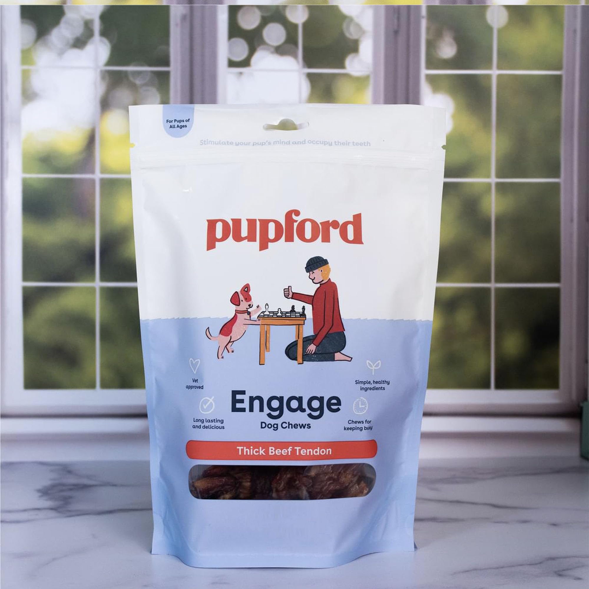 Pupford Thick Beef Tendon Chews all-ages option—satisfies teething to senior chewers.