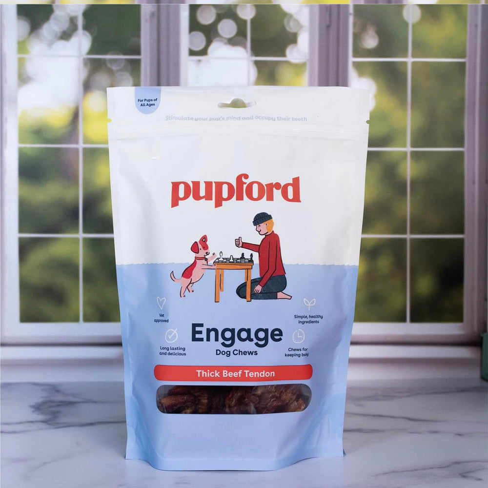 Pupford Thick Beef Tendon Chews all-ages option—satisfies teething to senior chewers.