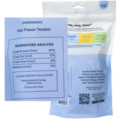 Pupford Thick Beef Tendon Chews closeup texture—dense, satisfying chew.