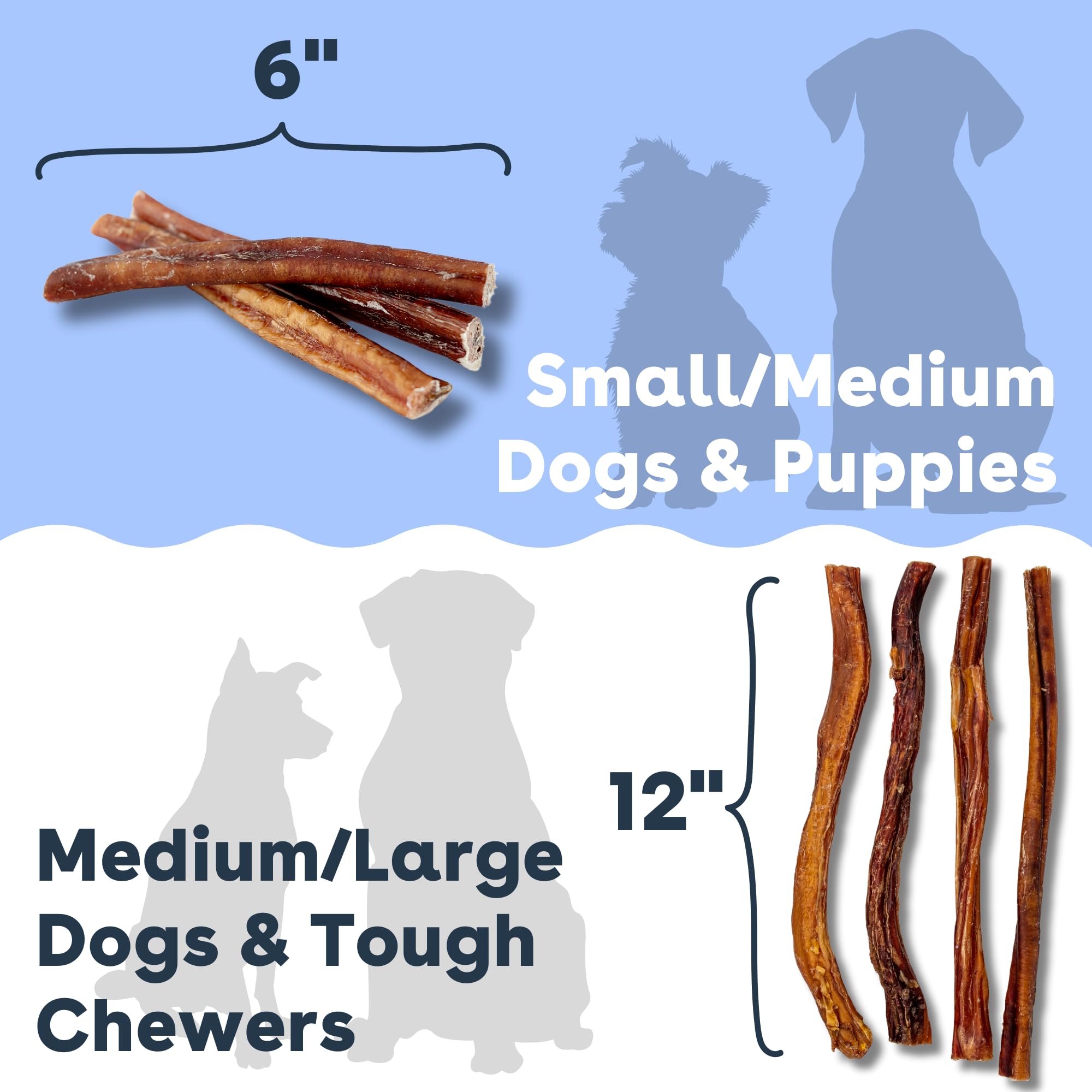 Pupford Thick Bully Sticks 6-inch 20-count package for busy chewers.
