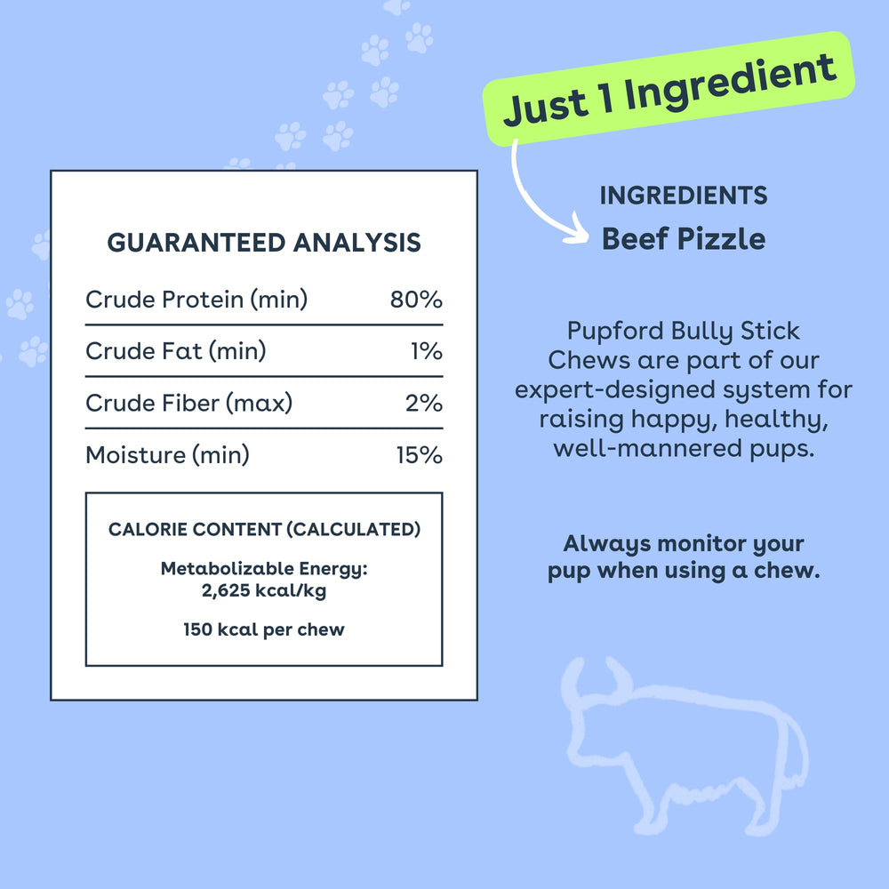Pupford thick bully sticks perfect for puppy teething and training