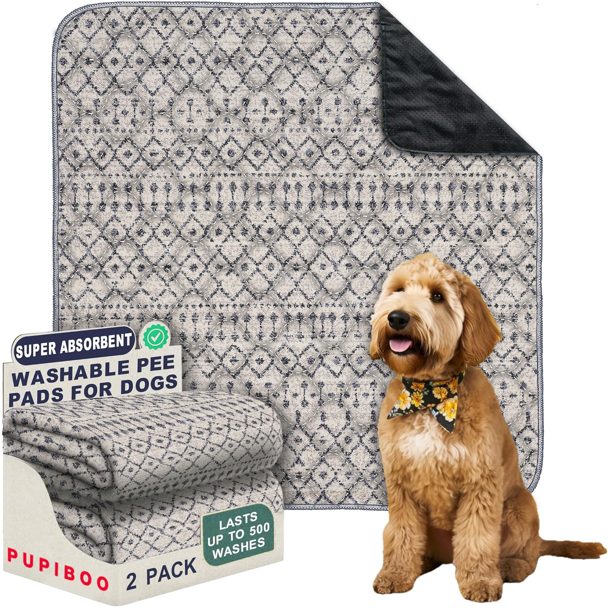 PUPIBOO washable pee pad showing waterproof coating for leak protection