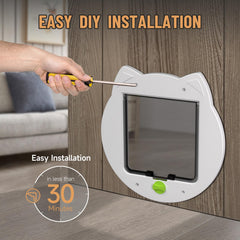 PUPIHOM cat door installation kit image shows quick, secure DIY setup.
