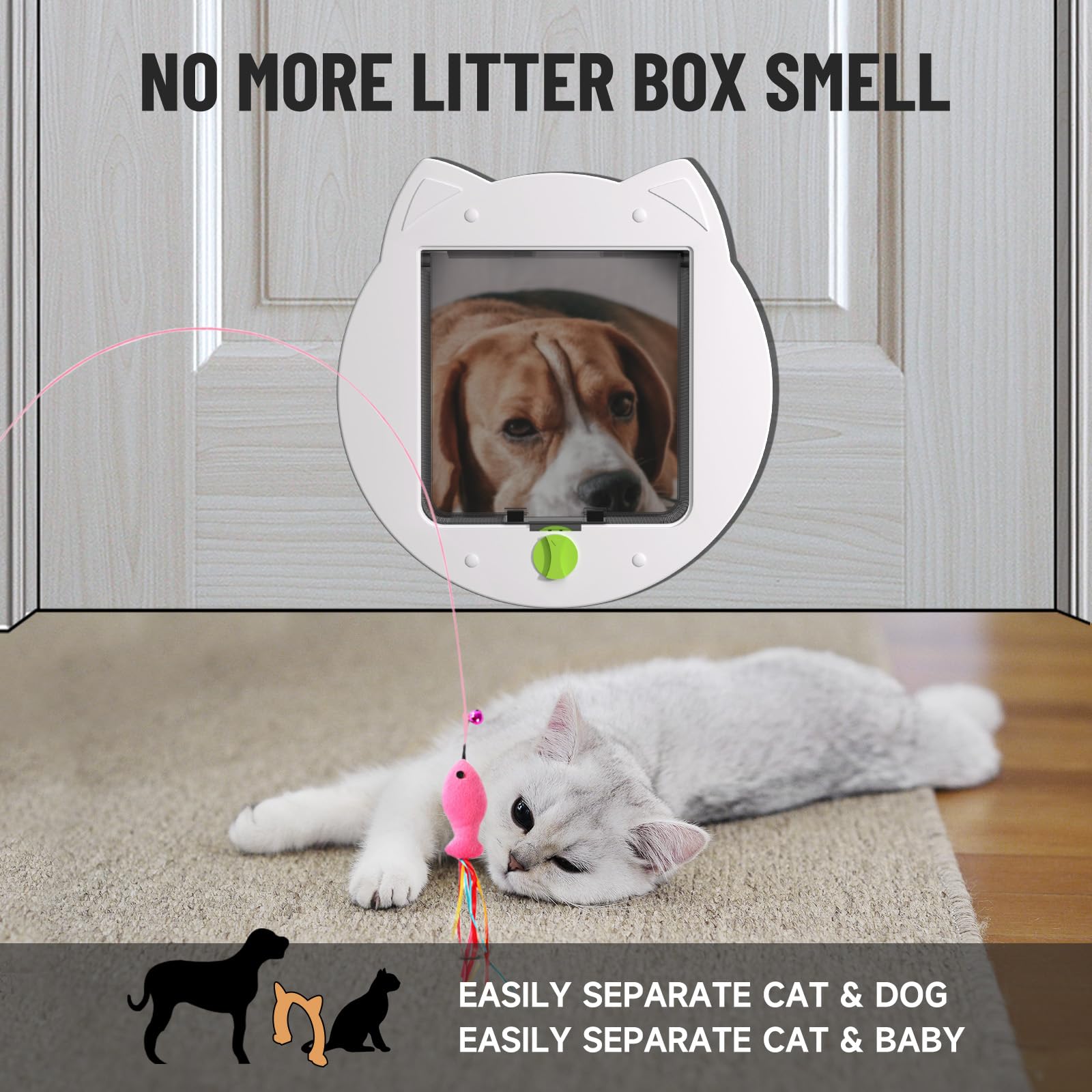 PUPIHOM cat door quiet operation prevents noisy disturbances.