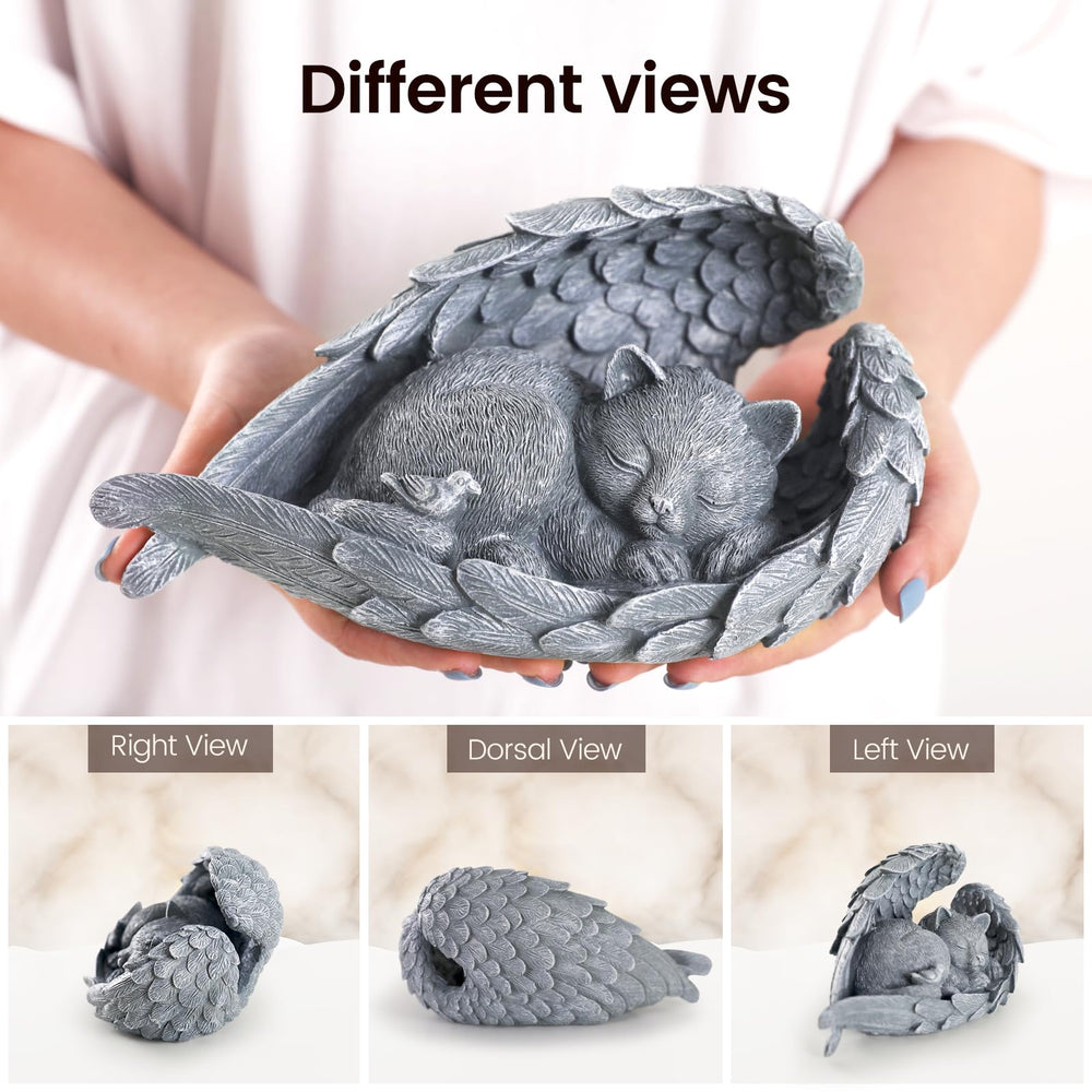 PUPIHOM cat memorial stone compact size 9x5x5 inches fits shelves or planters.