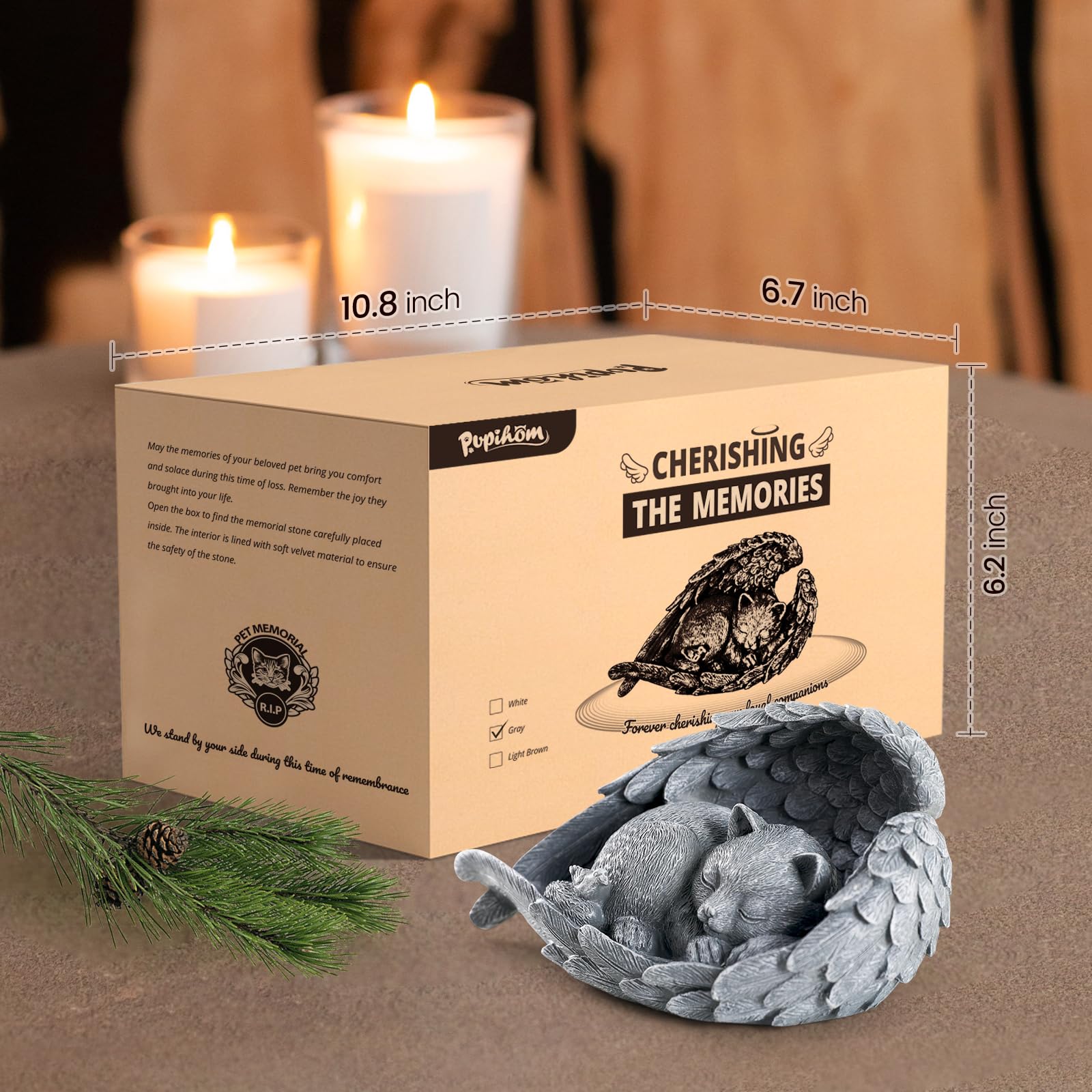 PUPIHOM cat memorial stone durable outdoor monument creates a serene backyard memorial.