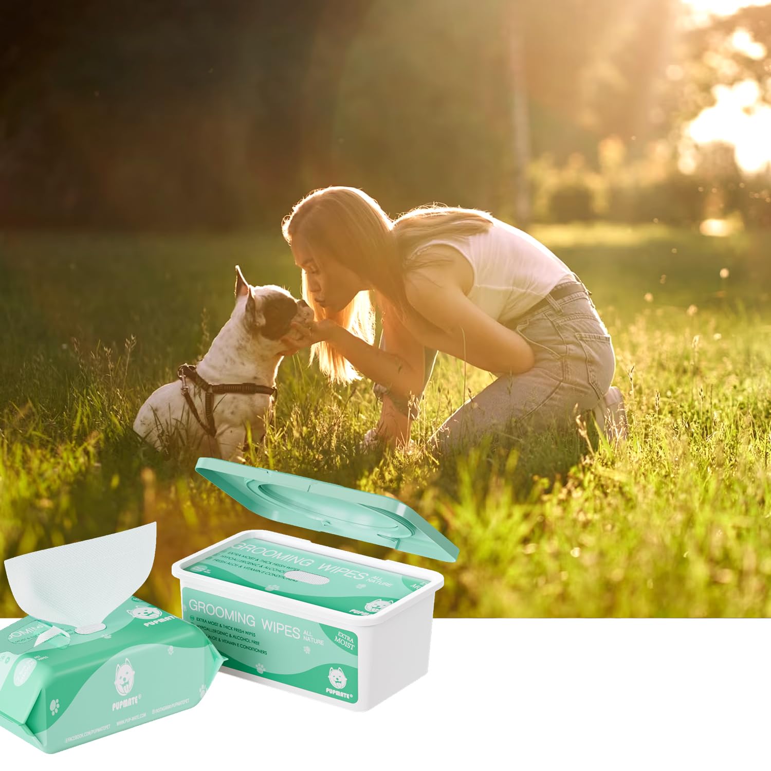 PUPMATE wipes with durable soft material provide gentle touch for sensitive areas.