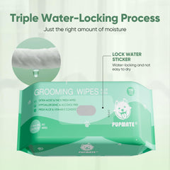 PUPMATE wipes paws cleaning image emphasizes gentle paw care.