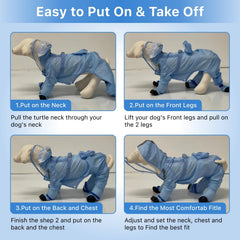 PupMist raincoat blue hood with reflective strips for night visibility