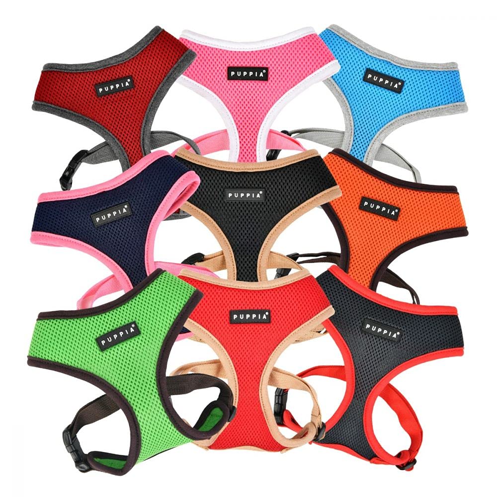 Puppia Soft Harness II Navy M leash attachment loop demonstrates improved walk control