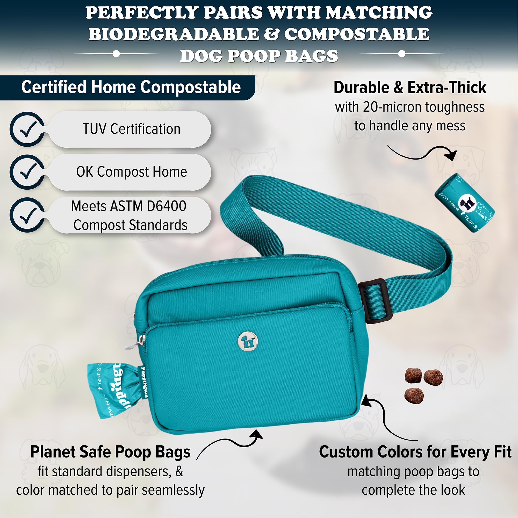 Puppington 3-in-1 design converts to crossbody or belt bag for versatile outings.