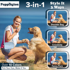 Puppington dog treat pouch open for quick rewards during puppy training sessions.