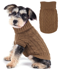 Puppishy dog sweater khaki XS back view showing snug knit for small dogs