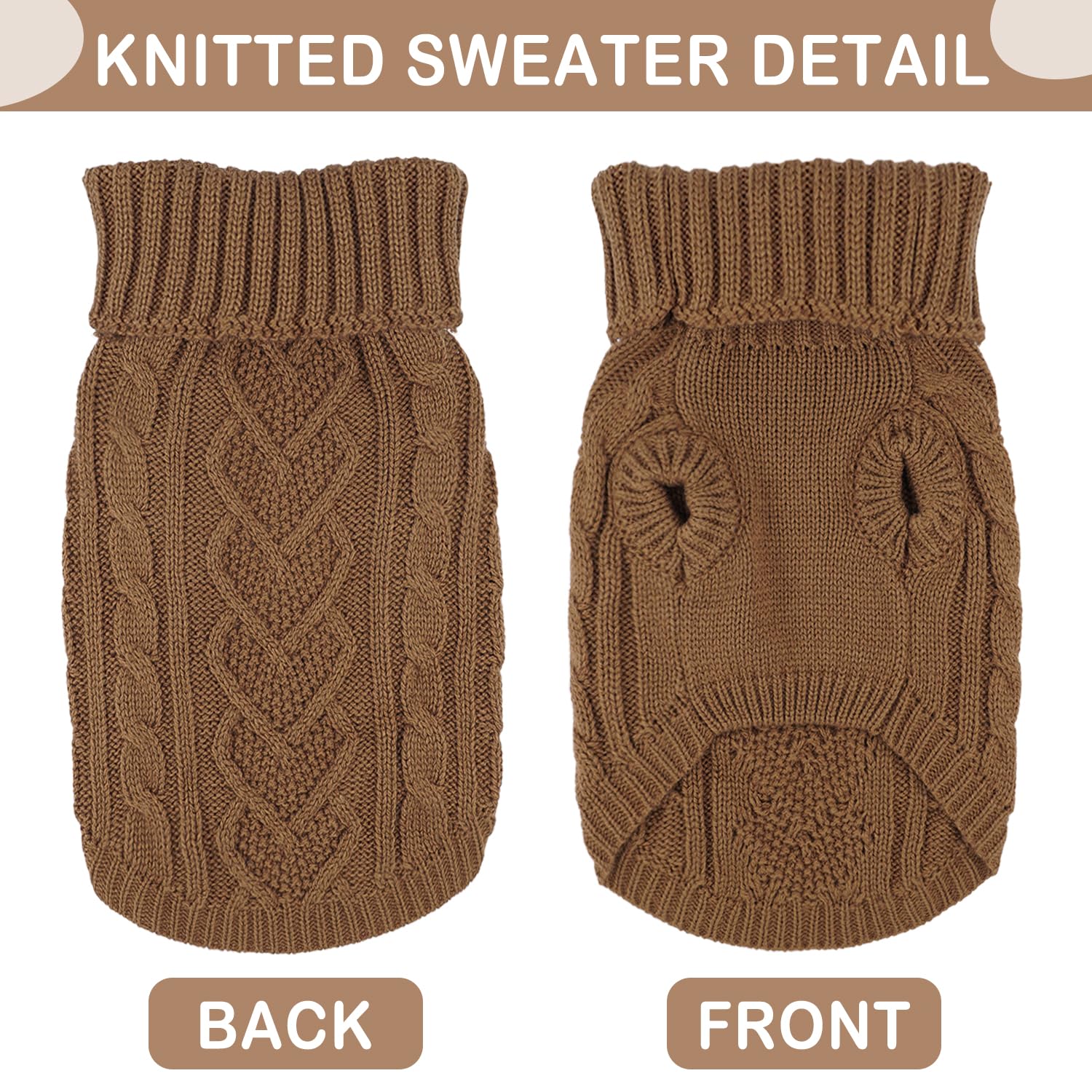 Puppishy dog sweater khaki XS heart-pattern back detail for cute style