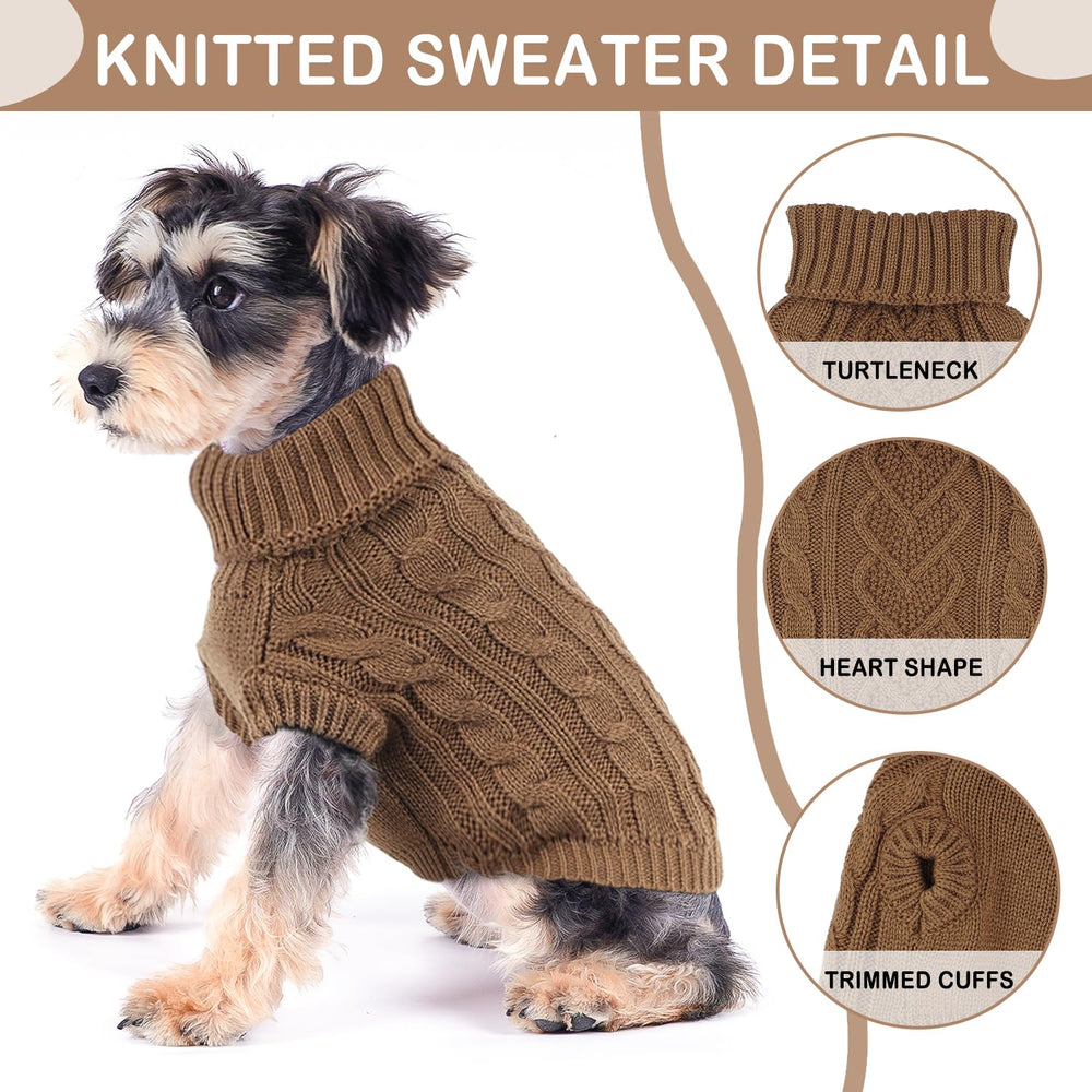 Puppishy dog sweater khaki XS worn on a small dog for everyday warmth