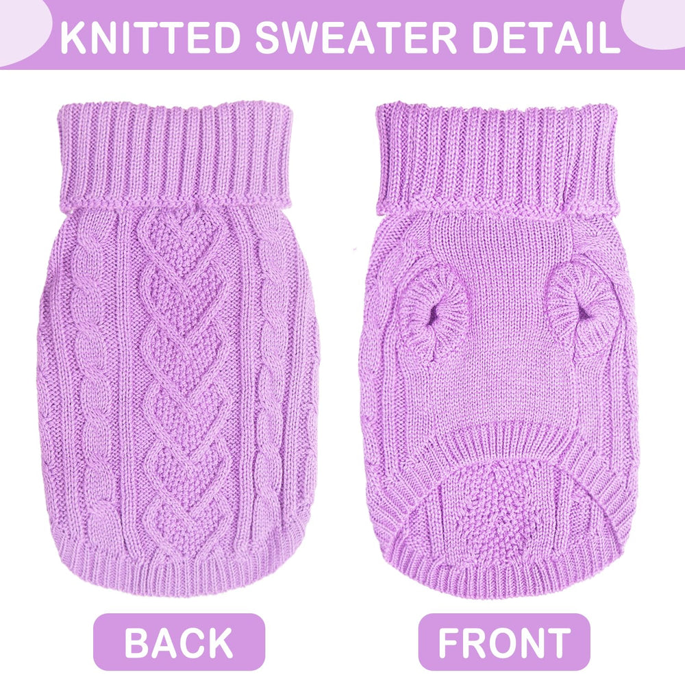 Puppishy small purple dog sweater back view with cute pattern