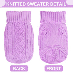 Puppishy small purple dog sweater back view with cute pattern
