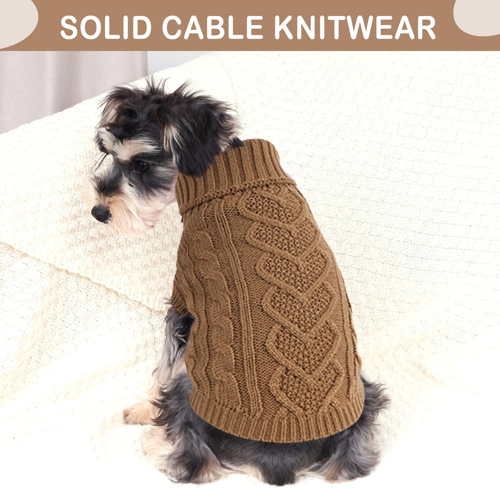 Puppishy small-dog knit-sweater khaki XS front view highlighting soft fabric