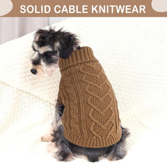 Puppishy small-dog knit-sweater khaki XS front view highlighting soft fabric