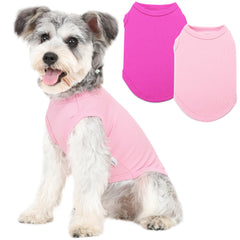 Puppishy two-pack dog shirts pink deep pink medium front view for comfortable summer wear