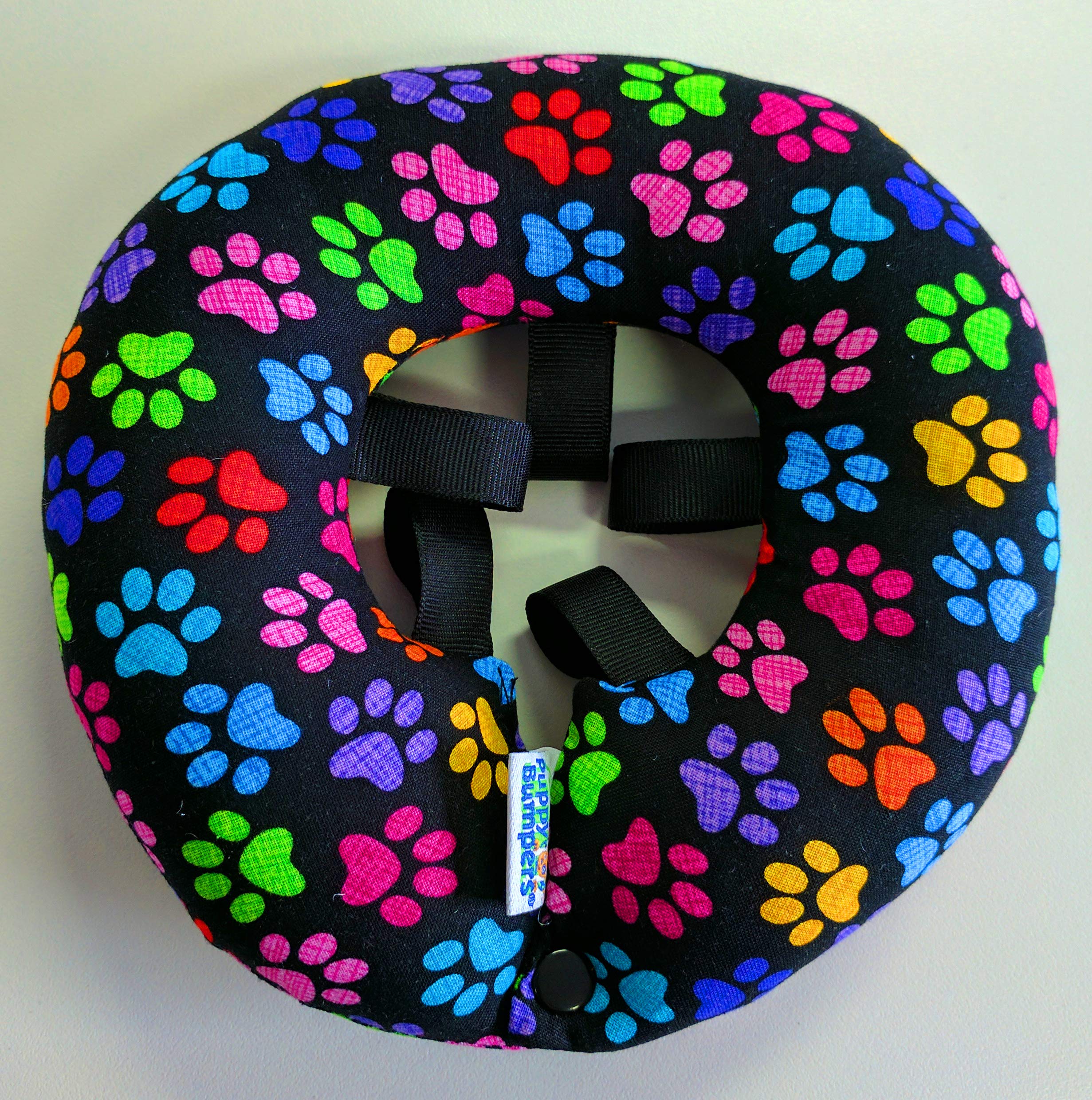 Puppy Bumpers Rainbow Paw closeup stitching highlights quality and comfort