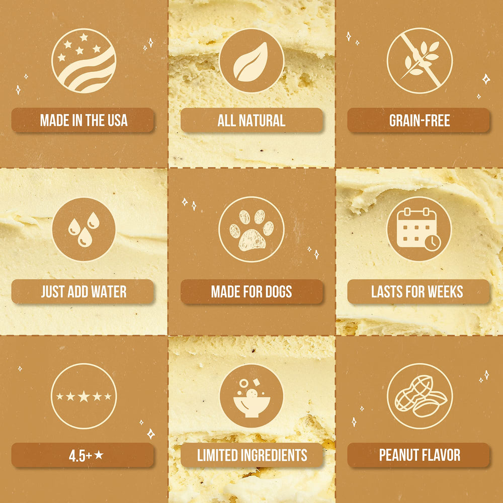 Puppy Cake Hoggin' Dogs ingredients list highlighting all natural, peanut flavor.