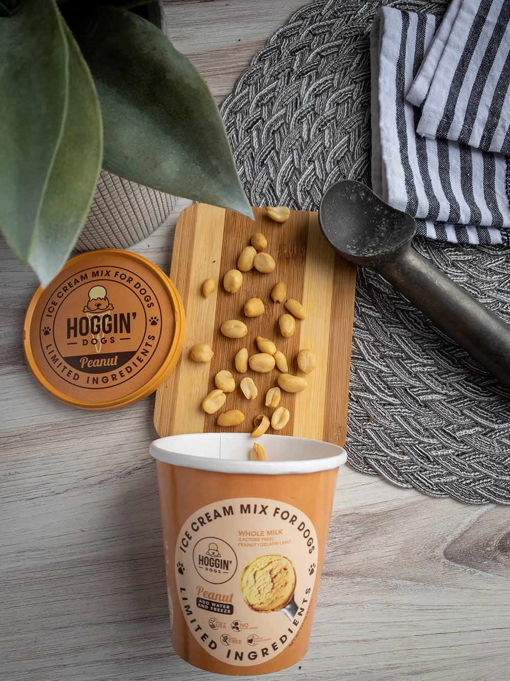 Puppy Cake Hoggin' Dogs USA-made badge on packaging showing quality.