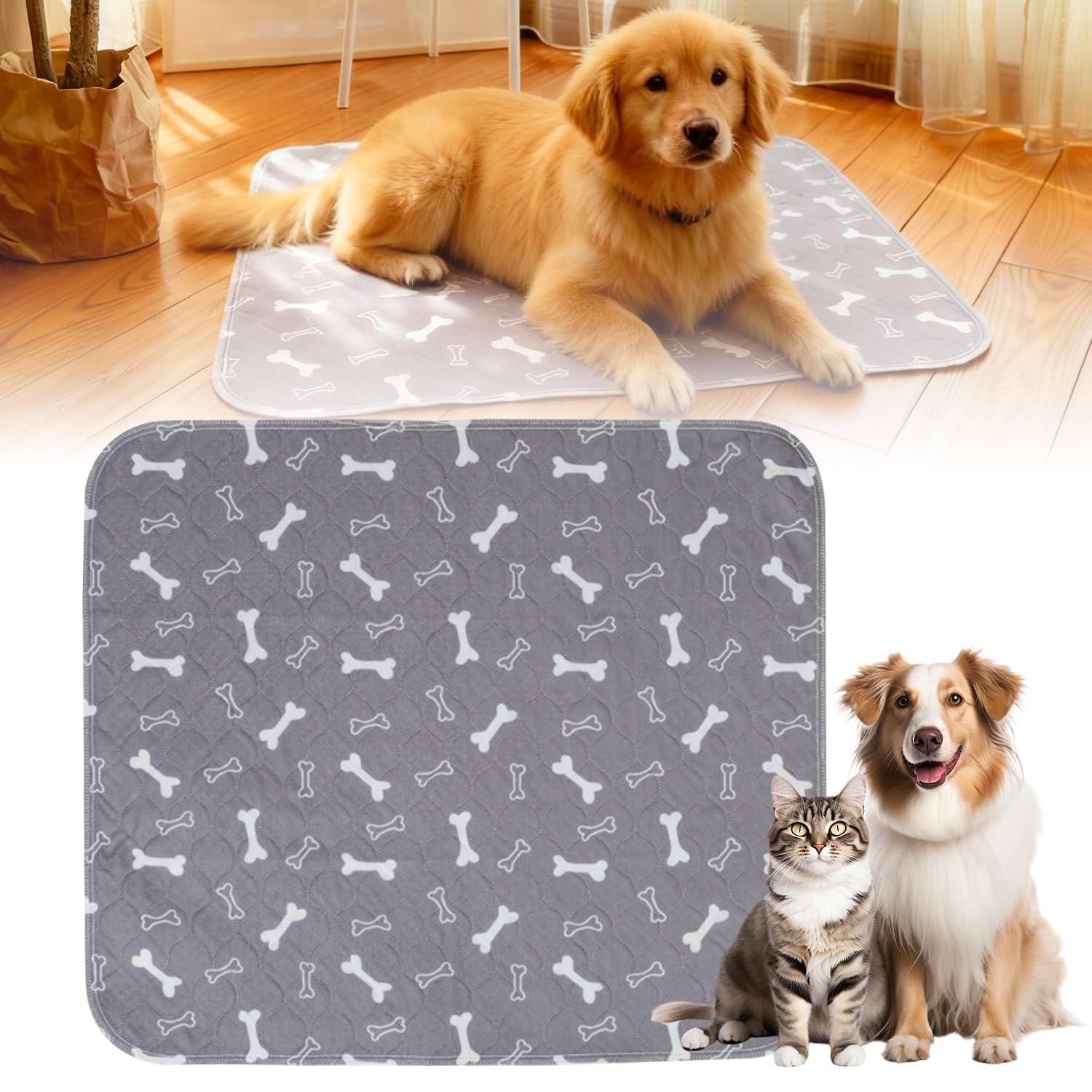 Puppy Pee Pads showing leak-proof backing guarding floors during training.