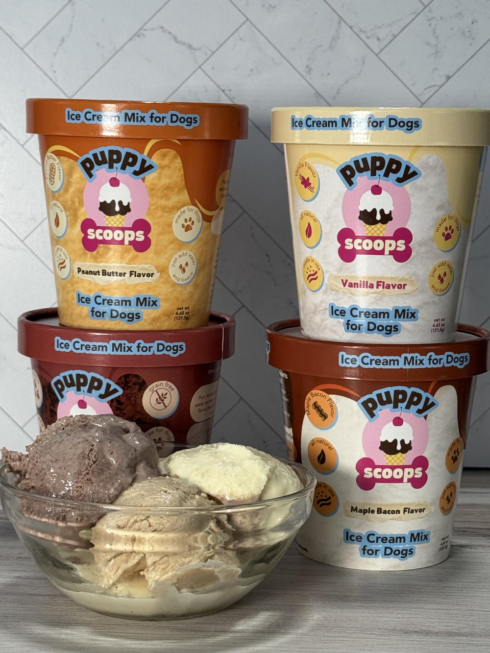 Puppy Scoops ice cream cup with reusable lid for mess-free freezing