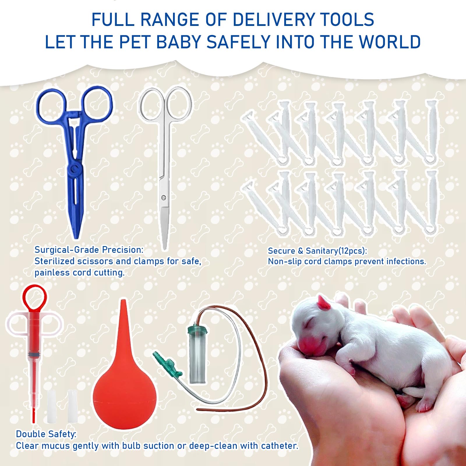 Puppy Whelping Kit storage and collars with records forms for tracking growth.