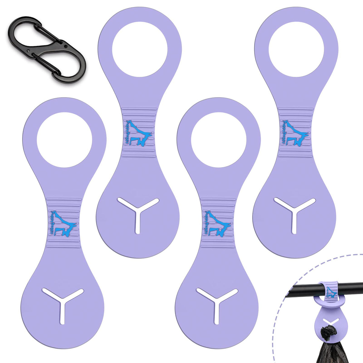 PuppyDoggy dog poop bag holder attached to leash for easy waste management on walks.