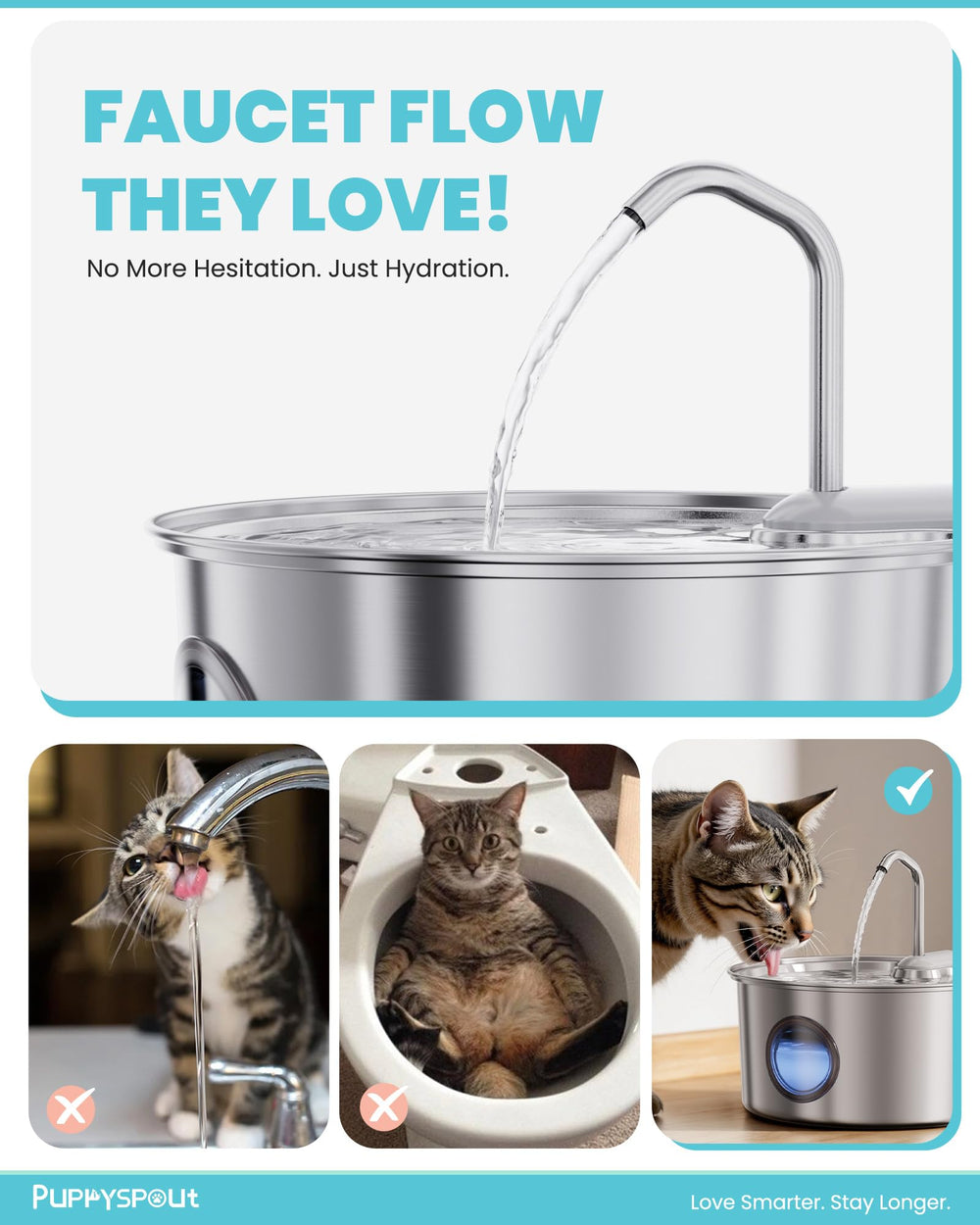 Puppyspout activated carbon filters capture impurities for fresher-tasting water.