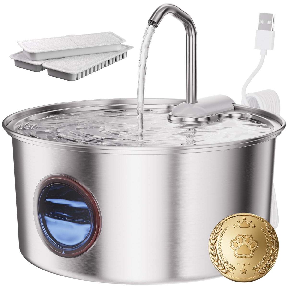 Puppyspout cat water fountain stainless steel 108oz highlights durable, safe drinking for pets.