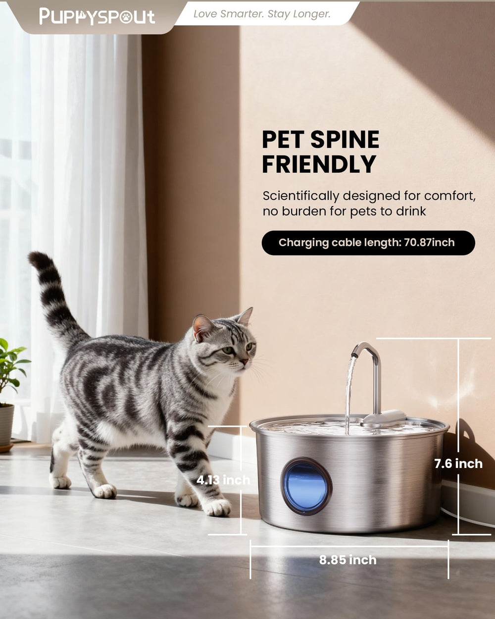 Puppyspout multi-pet water dispenser suitable for households with several cats
