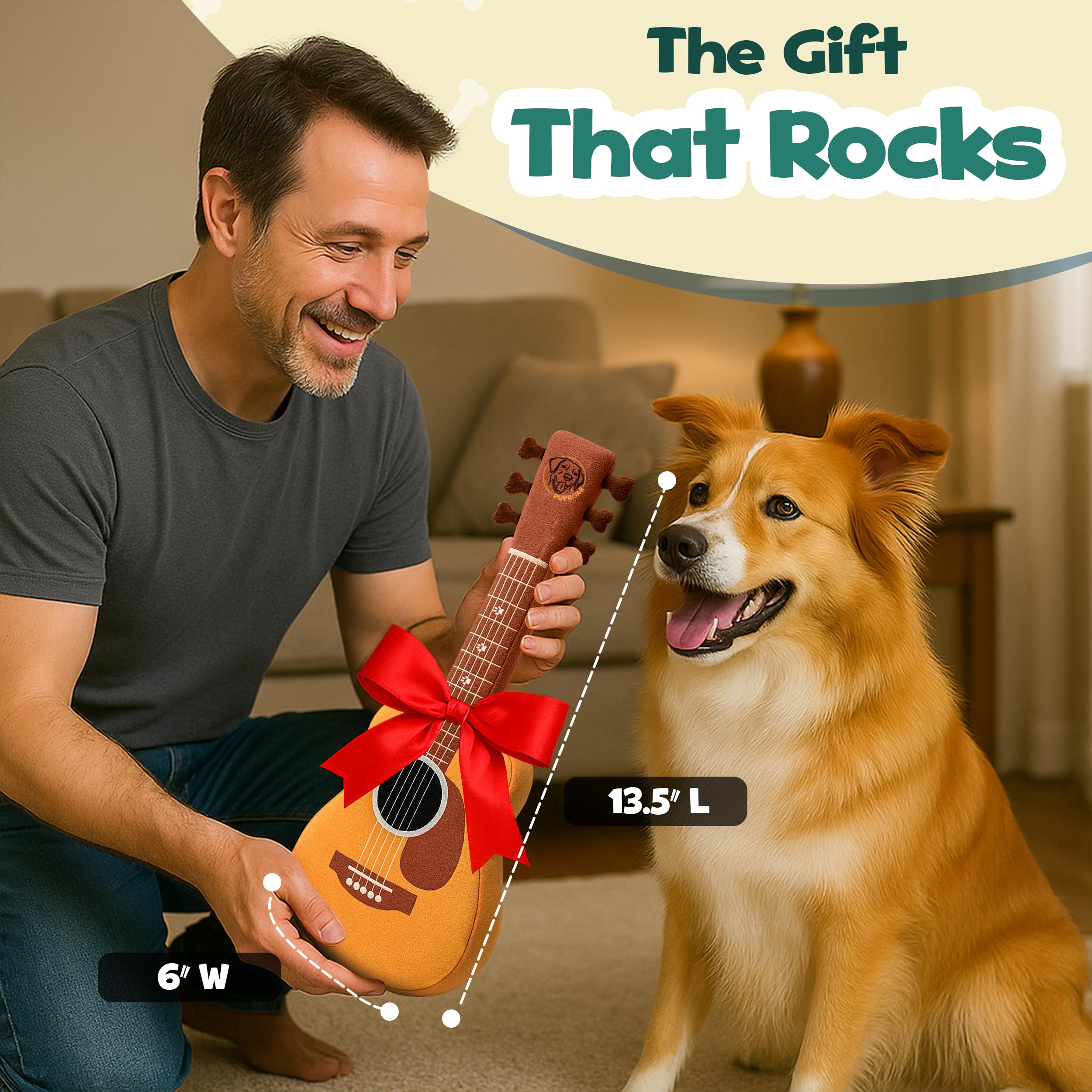 PUPROAR Acoustic Guitar Dog Toy as a festive gift idea for holidays and birthdays