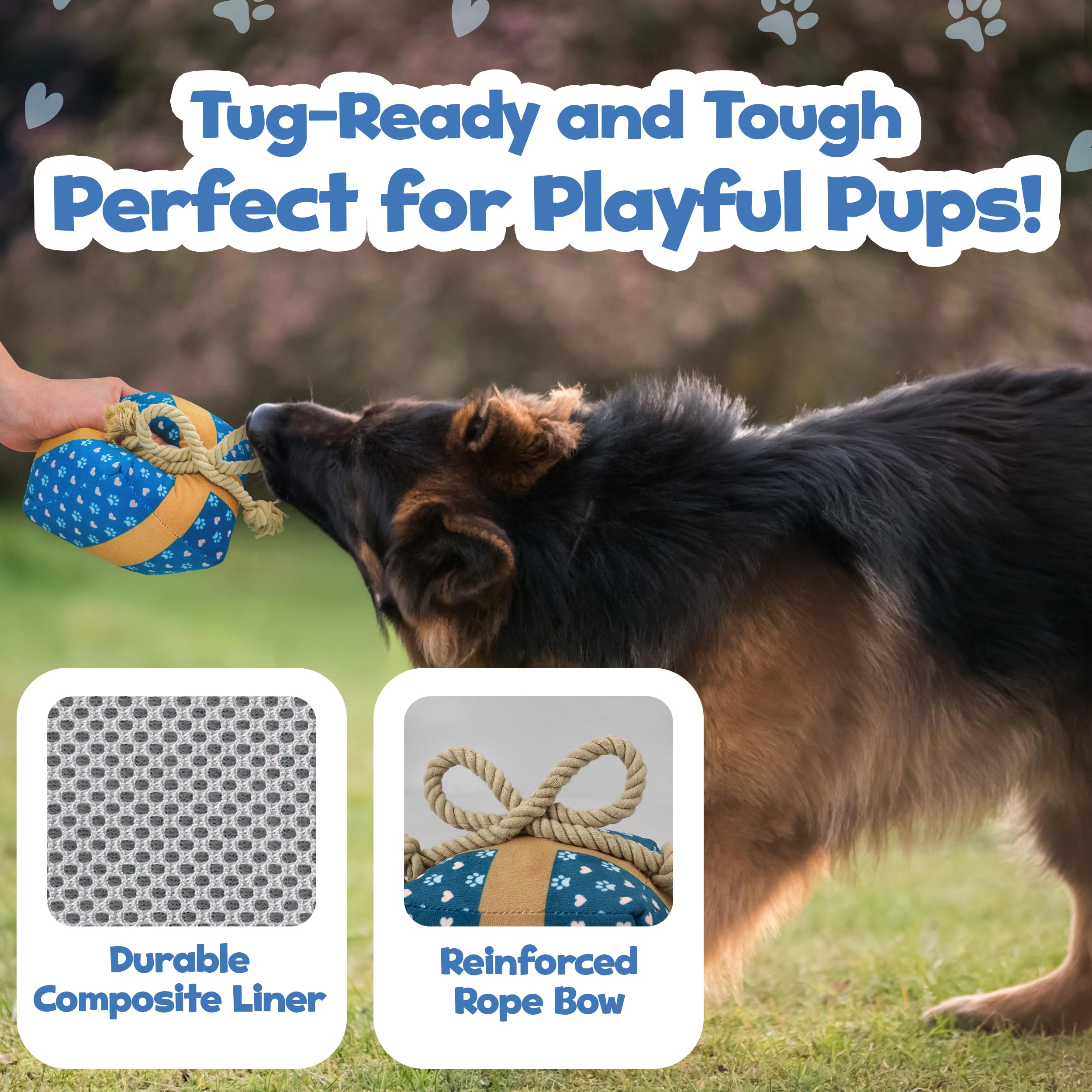 PUPROAR gift box dog toy birthday play scene conveys celebratory moments for dogs.