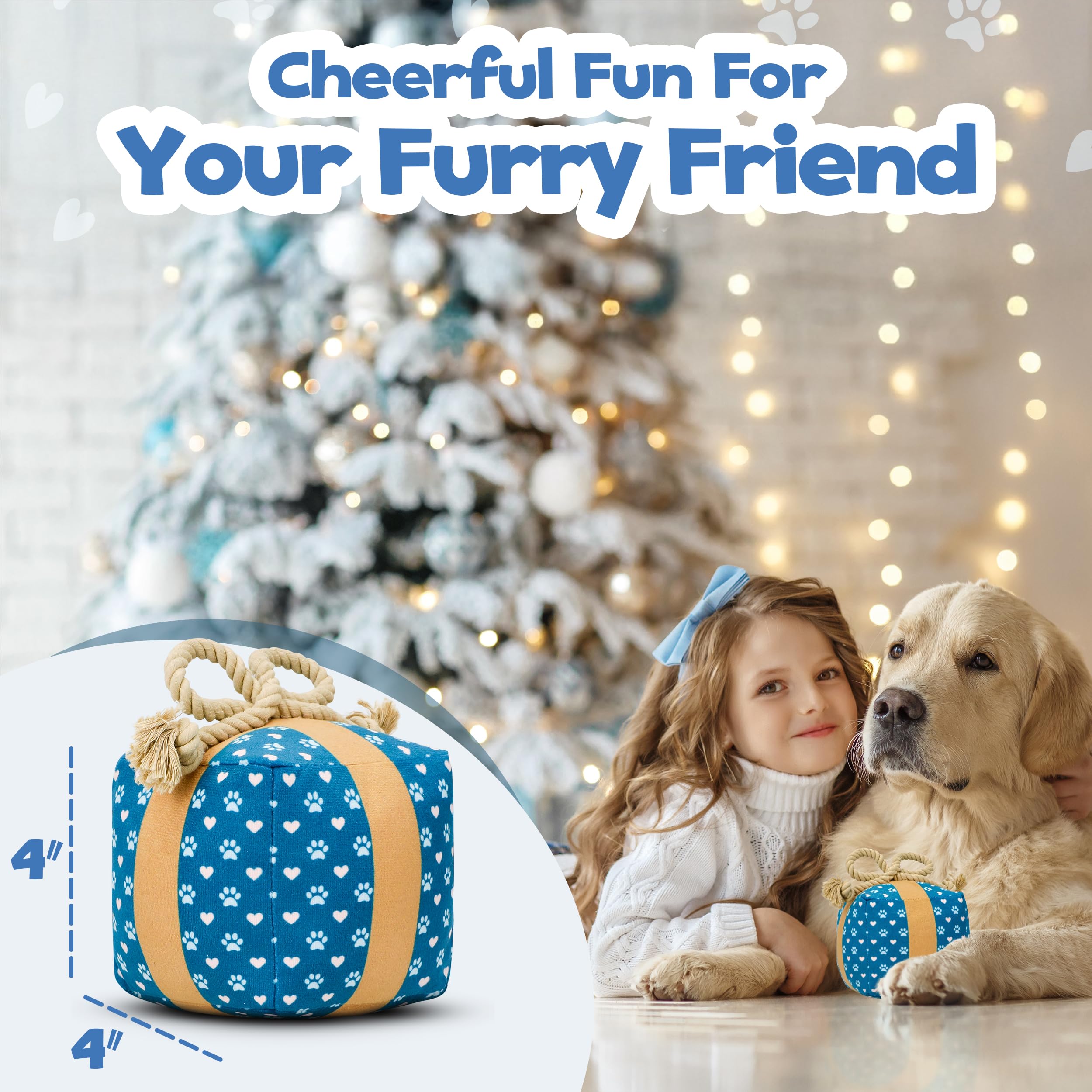 PUPROAR gift box dog toy rope bow detail adds festive packaging appeal.