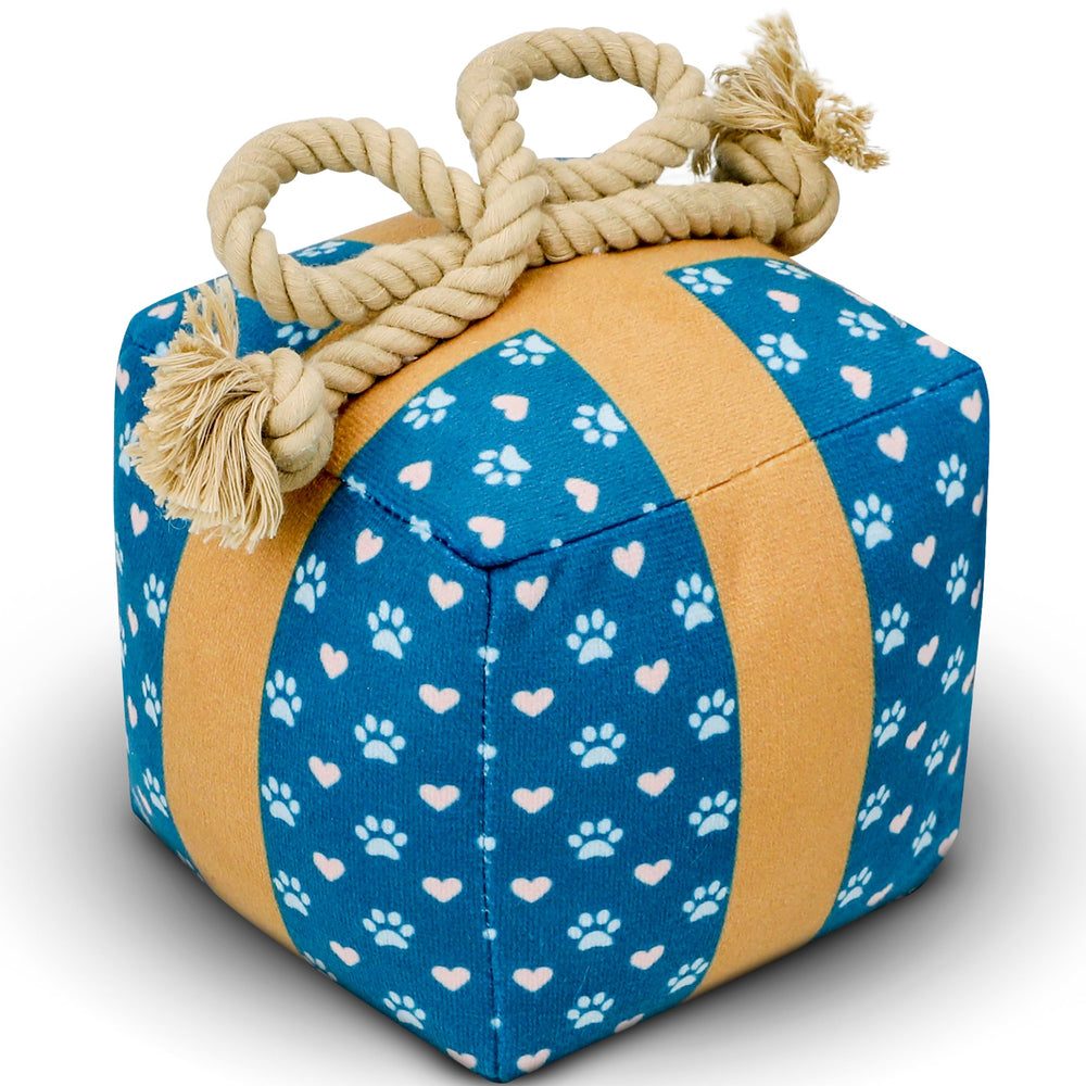 PUPROAR gift box dog toy soft plush, kid-friendly feel for gentle play.