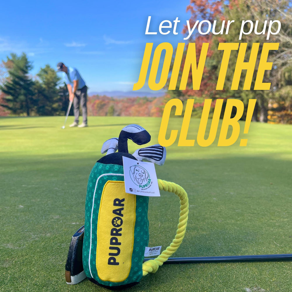 PUPROAR golf dog toy durable construction withstands active adventures.