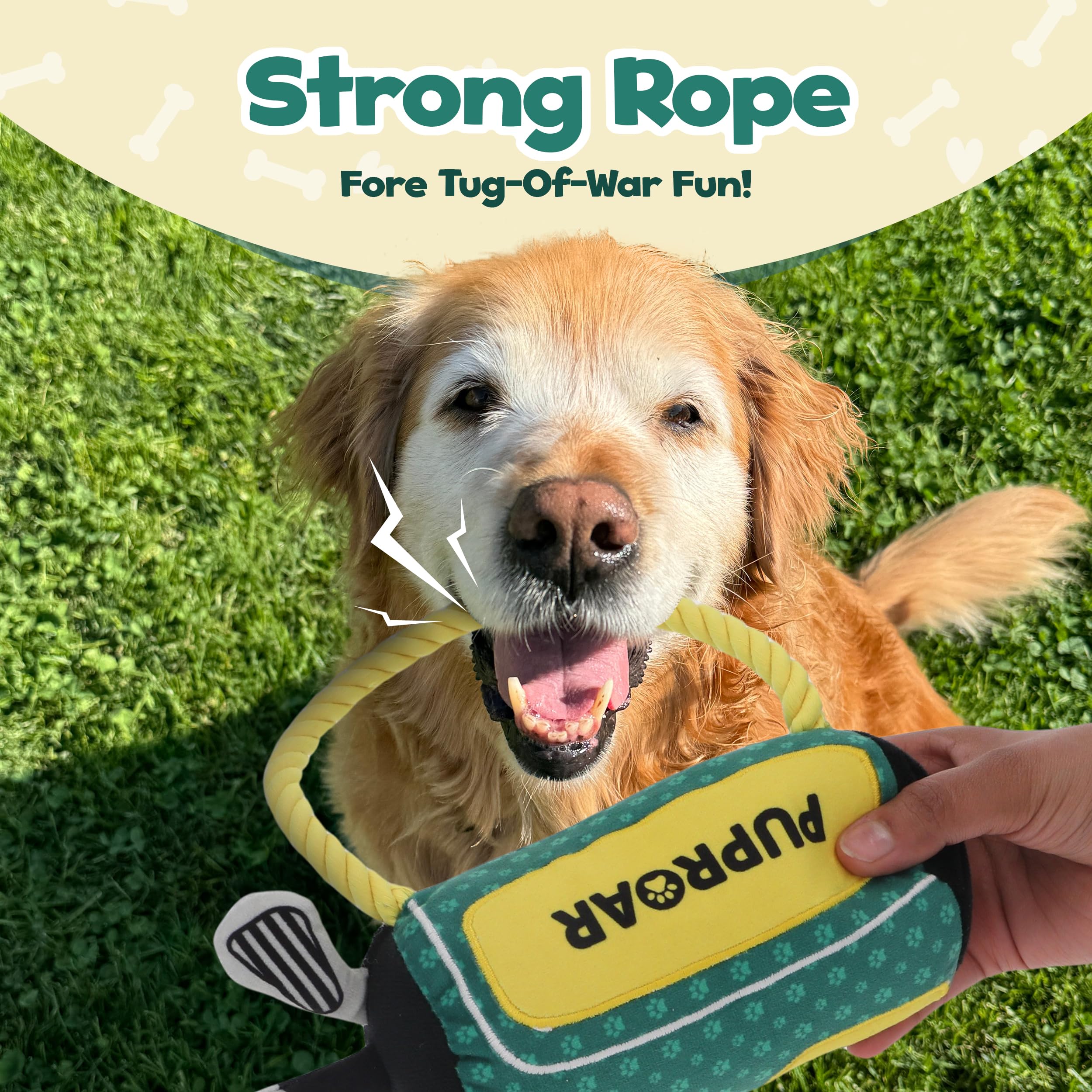 PUPROAR golf dog toy perfect for fetch and tug during playtime.