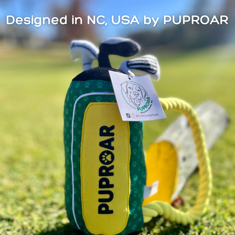 PUPROAR golf dog toy interactive squeak core keeps dogs engaged.
