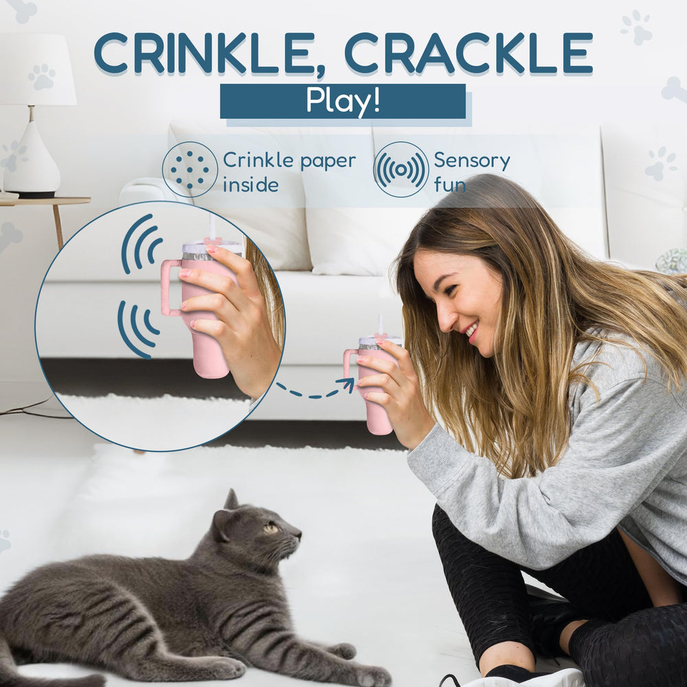 PUPROAR Kitty Cup toy releases catnip scent for interactive play without noise overload